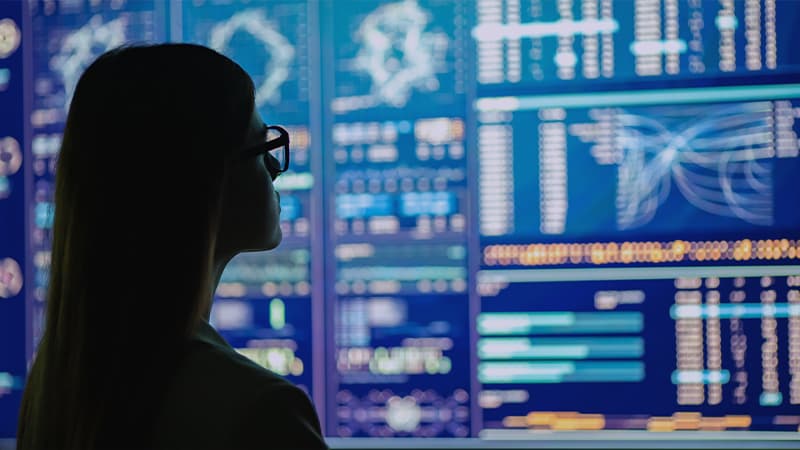 Woman Analysing Data On A Screen
