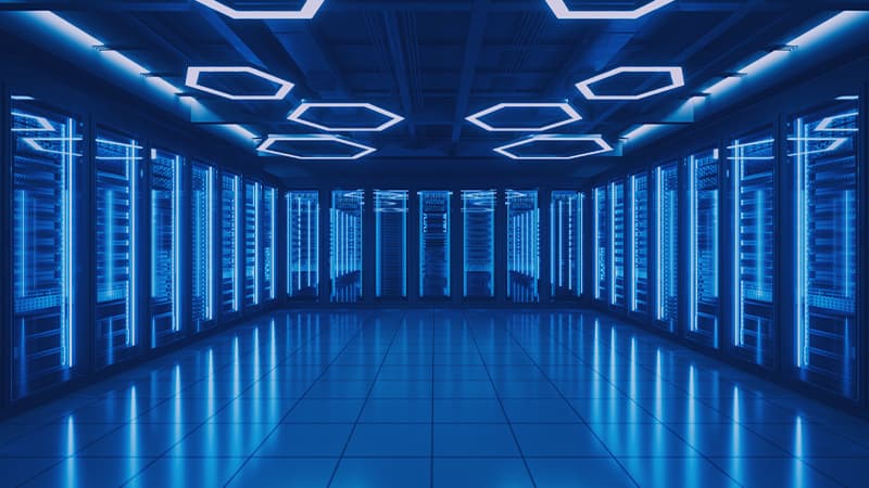 Interior Of A Futuristic Server Room
