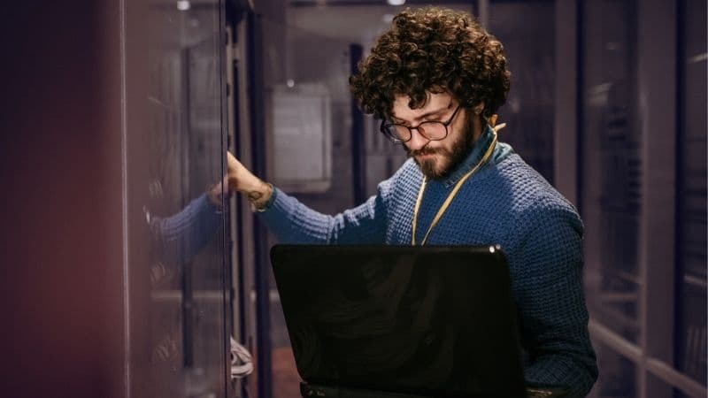 Man In The Rerver Room Working